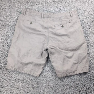 Pantalones Cortos Banana Republic Hombres 34 Gris Aiden Mezcla de Lino Preppy Informal Minimalista Foto 1 de 4