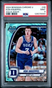 2024 Bowman Chrome University Kon Knueppel #48 Aqua Wave PSA 9 - Picture 1 of 2