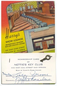 Bronzeville CHICAGO IL - Harry's Show Lounge & NETTIE'S KEY CLUB 1951 Linen RARE - Picture 1 of 3