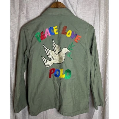 Polo Ralph Lauren Peace Dove Embroidered Military Jacket Green XS - Image 1 of 4