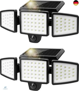 LE Solar Lights for Outdoor Use with Motion Sensor, 3 Adjustable Head 70 LED - Bild 1 von 9