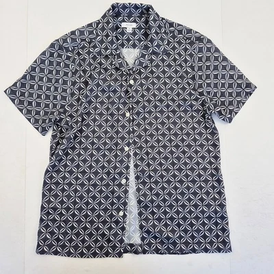 Camisa REISS Mediana Azul Para Hombre Casual 100% Poliéster Geométrico Estilo... - Imagen 1 de 4