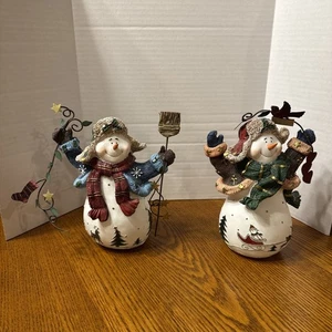 Winter Snow Pals holding bird broom mail Home Interiors lot of 2 - 2003 - 56038 - Picture 1 of 6