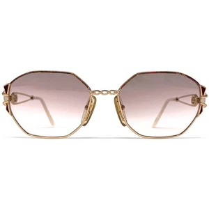 NOS vintage COURREGES 8627 sunglasses - France 1980's - HAND MADE - Gold / Pink - Picture 1 of 9