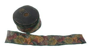 Princess Ribbon Elite Woven LeavesHunter Green Tapestry Wired 2 1/4" x 10yd - Picture 1 of 2