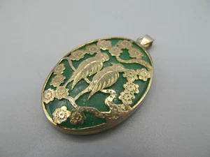 Jade Cutout Bird Pendant Oriental Asian Vintage - Picture 1 of 3