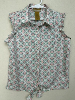 Wrangler Girl’s Sz Large Sleeveless Shirt Pearl Snaps Tie Front Cowgirl - Image 1 of 4