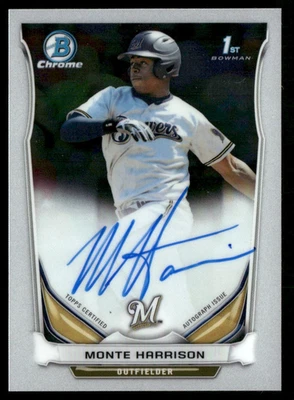 2014 Bowman Draft - Chrome Draft Pick Autographs Monte Harrison #BCA-MH (AU, RC) - Image 1 of 2
