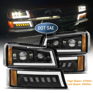 LED Headlight DOT Bumper Signal Lamp Combo For 2003-07 Chevy Silverado 1500 2500 - Picture 1 of 15