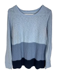 T-shirt J. Jill colore bloccato manica lunga blu taglia S top donna costa - Foto 1 di 5