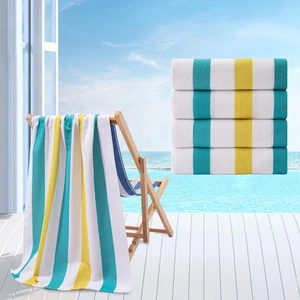 Towel Set4 Pack 30x60 Sand Free Stripe Beach for Pool,Bathroom,Soft Absorbent - Picture 1 of 8