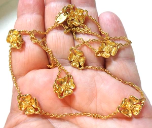 Fashion, Gold Tone, Pansy Flowers Necklace. - Picture 1 of 3