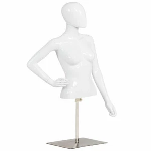Female Mannequin Realistic Man Half Body Head Turn Dress Form Display w/ Base - Picture 1 of 6