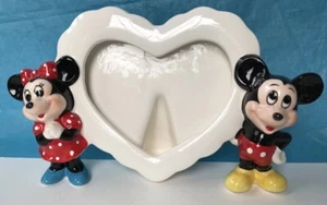 Marco de fotos de colección Minne y Mickey Mouse corazón de cerámica Disney hecho en Japón - Imagen 1 de 7