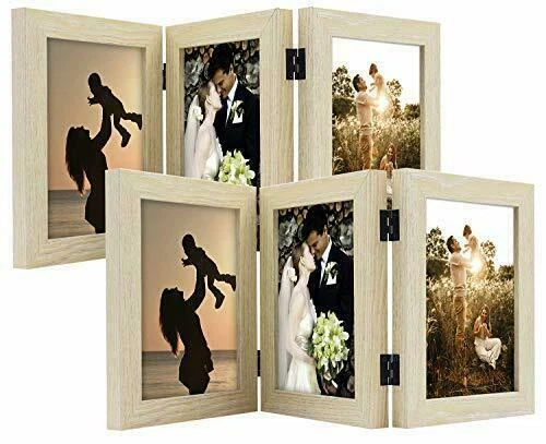 2-Pack 5x7 Three Picture Frame Trifold Hinged Photo Frame with 3 Opening Collage - Image 1 of 4