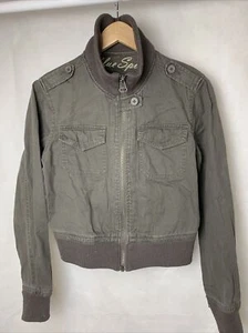 TEENS JUNIORS BLUE SPICE BROWN DENIM CROPPED  JACKET SIZE L - Picture 1 of 6