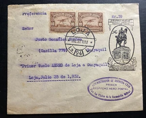 1932 Lija Ecuador First Flight Airmail Cover FFC To Guayaquil Military Pilots - Picture 1 of 2