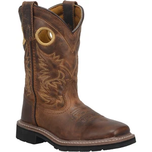 Dan Post Youth Boys Brown Amarillo 9in Square Toe Cowboy Boots Leather 4 D - Picture 1 of 11
