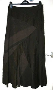 M&S Per Una Marks & Spencer UK10L EU38L US6L brown mixed-panel lined midi skirt - Picture 1 of 5