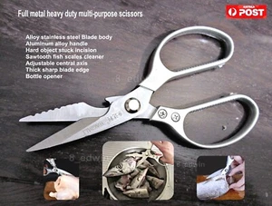 Heavy Duty Fish Meat Bait Cutter Stainless Alloy Fishing Shear kitchen Scissors - Picture 1 of 33