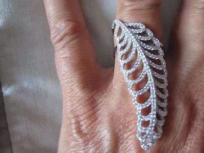 Anello forma foglia  in argento 925 e zirconi nuovo misura 16 circa - Immagine 1 di 4