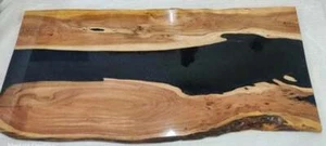 36" x 22" Black Epoxy Resin Dinning Table Live Edge epoxy table Home Furniture - Picture 1 of 1