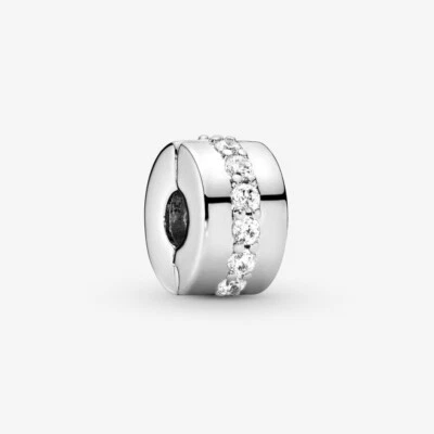 PANDORA Charm Anhänger Bead Clip 925 Sterlingsilber Steine weiß Damen 791972CZ - Bild 1 von 4