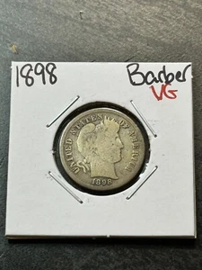 Moneda de diez centavos de plata de peluquero 1898 P en muy buena condición mejor fecha (Raw11498) - Imagen 1 de 2