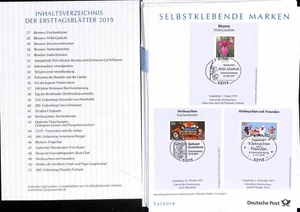 BRD / BUND ETB Erstagsblätter Sammlung Jahrgänge 2019 FDC year set Germany - Picture 1 of 1