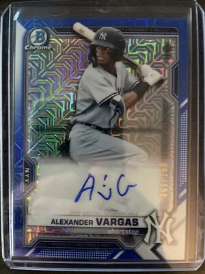 Alexander Vargas 2021 Bowman Chrome Prospect AUTO MOJO Blue Refractor RC 61/150 - Image 1 of 3