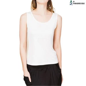 100% Silk Knit Women's Sleeveless Tank Top[US10,White] - Picture 1 of 1