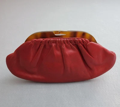 Vintage Aleixandre Madrid Clutch Tortoise Shell Red Faux Leather Evening Purse - Image 1 of 4