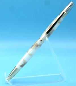Pluma DuraClick Delgada Oro 24kt EDC Blanca con Cáscara de Abulón Awabi de Oro Rosa (MOP) - Imagen 1 de 17