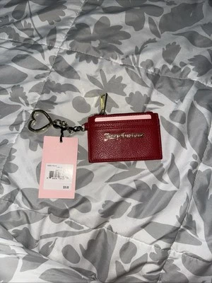 Cartera Juicy Couture Roja Pequeña Llavero Estuche para Tarjetas Portatarjetas Cartera Foto 1 de 4