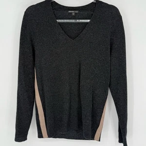 James Perse 100% Cashmere Sweater Womens Charcoal V-Neck Pullover Preppy Classic - Picture 1 of 14