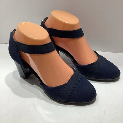 ANNE KLEIN iflex CECILY КАБЛУК ТЕМНО-ТКАНЬ MARYJANE ЭЛАСТИЧНЫЙ РЕМЕНЬ ТУФЛИ, НОВЫЙ - Изображение 1 из 4