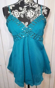 Teal Studded Women's Top M - Picture 1 of 9