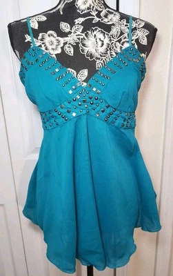 Teal Studded Women's Top M - Image 1 of 4