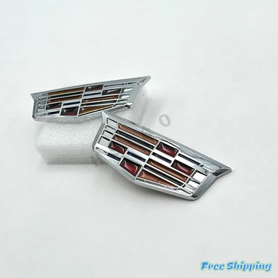 2PC Silver 9cm Fender Marker Side Body Badge Car Sport V CT4 XT6 Escalade DTS - Image 1 of 4