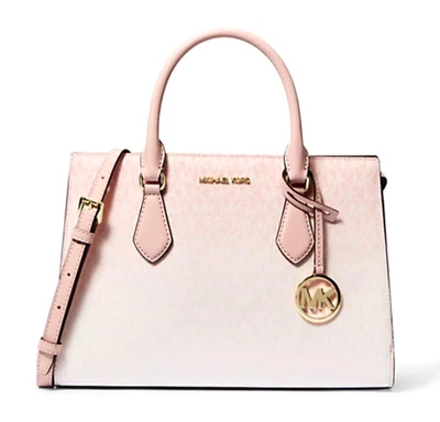 Nuevo Bolso Michael Kors Sheila Mediano Ombré Firma Logo Polvo Rubor Multi Foto 1 de 4