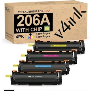 With Chip 206A 4-Pack Toner Compatible for HP LaserJet MFP M283cdw M282nw M255dw - Picture 1 of 11