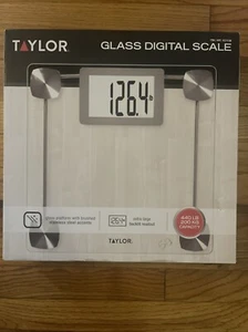 Taylor Digital Display Glass Bathroom Scale 440 LB Capacity Stainless 12x12” - Picture 1 of 5