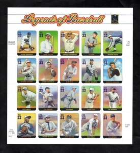 3408 - MNH - Legends of Baseball Full Sheet - Mint Pane - Excellent Condition - Picture 1 of 2