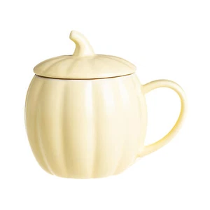 Cute Ceramic Coffee and Tea Drinking Pumpkin Cup with Lid Halloween Pumpkin Mug - Picture 1 of 16