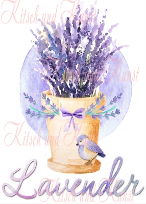 Lavendel im Topf Aquarell Abziehbild Decalfolie Laser Möbeltattoo A 4 - Bild 1 von 2