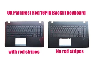 UK Palmrest 16PIN Red Backlit keyboard for Asus GL553V FX553V FX53V G553V - Picture 1 of 5