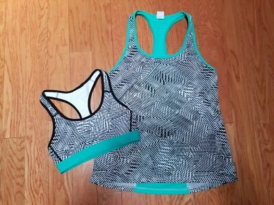 CHAMPION C9 GREEN BLACK AND WHITE TANK TOP AND SPORT BRA SET SIZE XS - Image 1 of 4