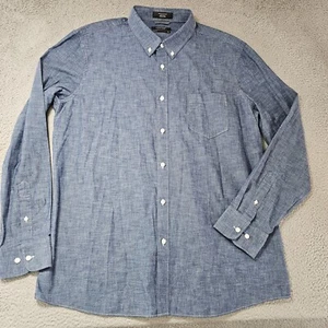 Nordstrom Shirt Mens Extra Large Trim Blue Chambray Jean Button Up Cotton - Picture 1 of 10