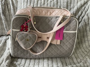 pink leather diaper bag