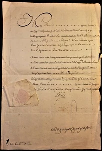 LOUIS XV SIGNED LETTER TO HIS COUSIN - COUNT OF EU, GRANDSON OF LOUIS XIV 1755 - Picture 1 of 12